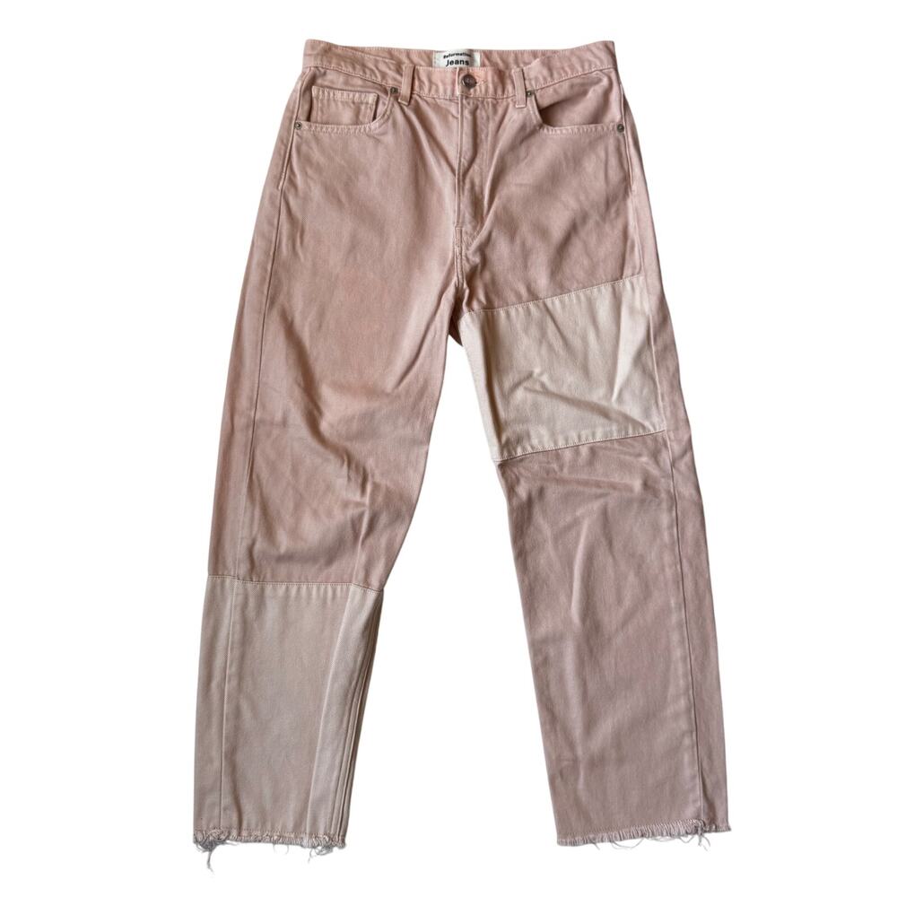 Reformation Ryan Tonal Patch Jeans 29 Pink Festival Patchwork Denim Colorblock - Picture 2 of 16